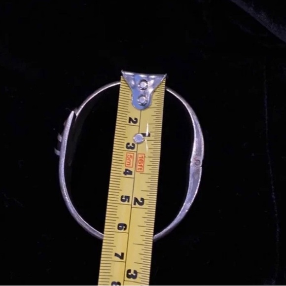 Vintage Modernist Sterling Silver Bracelet with Onyx inlay, marked. - Picture 4 of 6